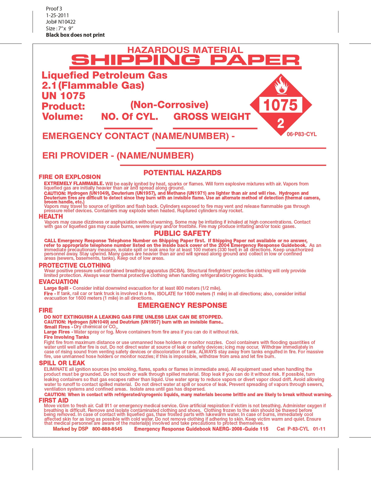 DOU P83 SHIPPING PAPER