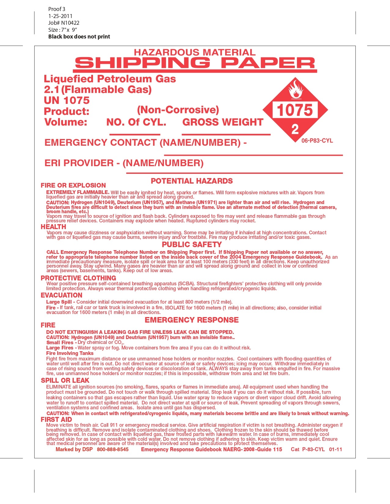 DOU P83 SHIPPING PAPER