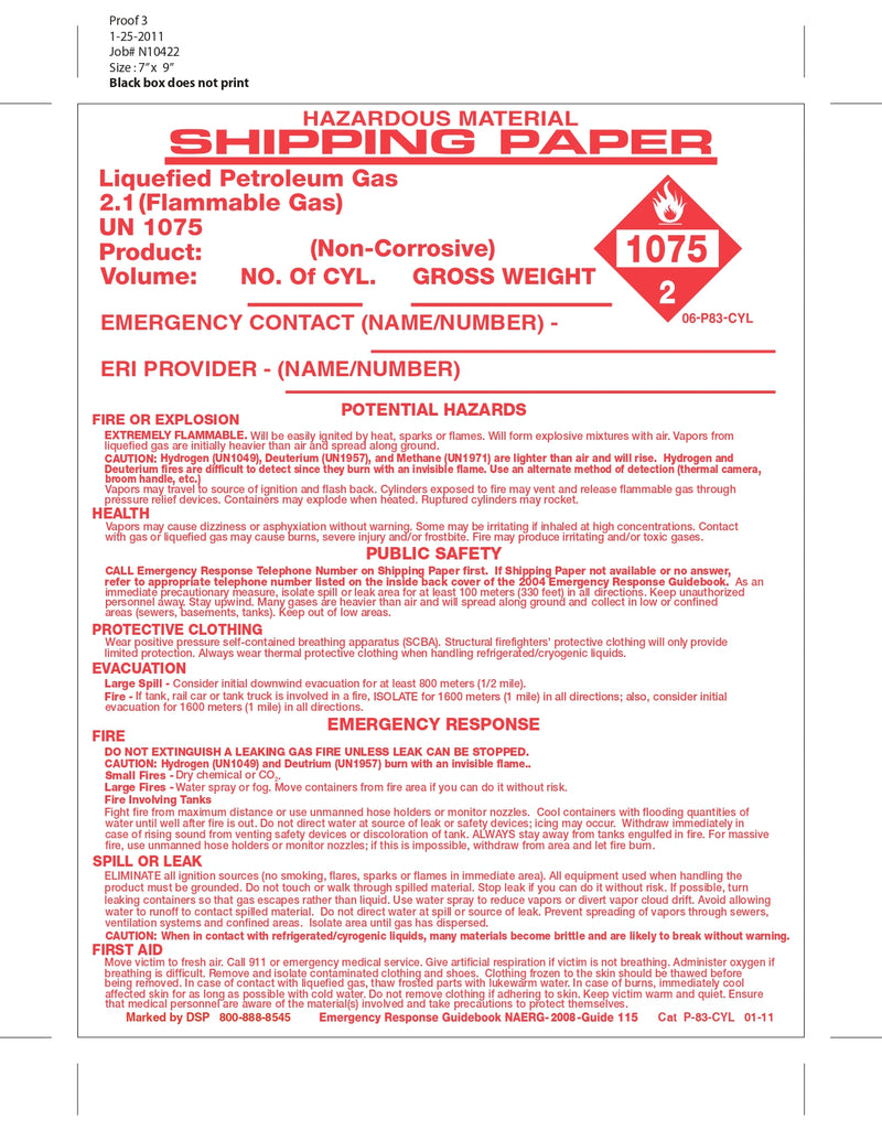 DOU P83 SHIPPING PAPER